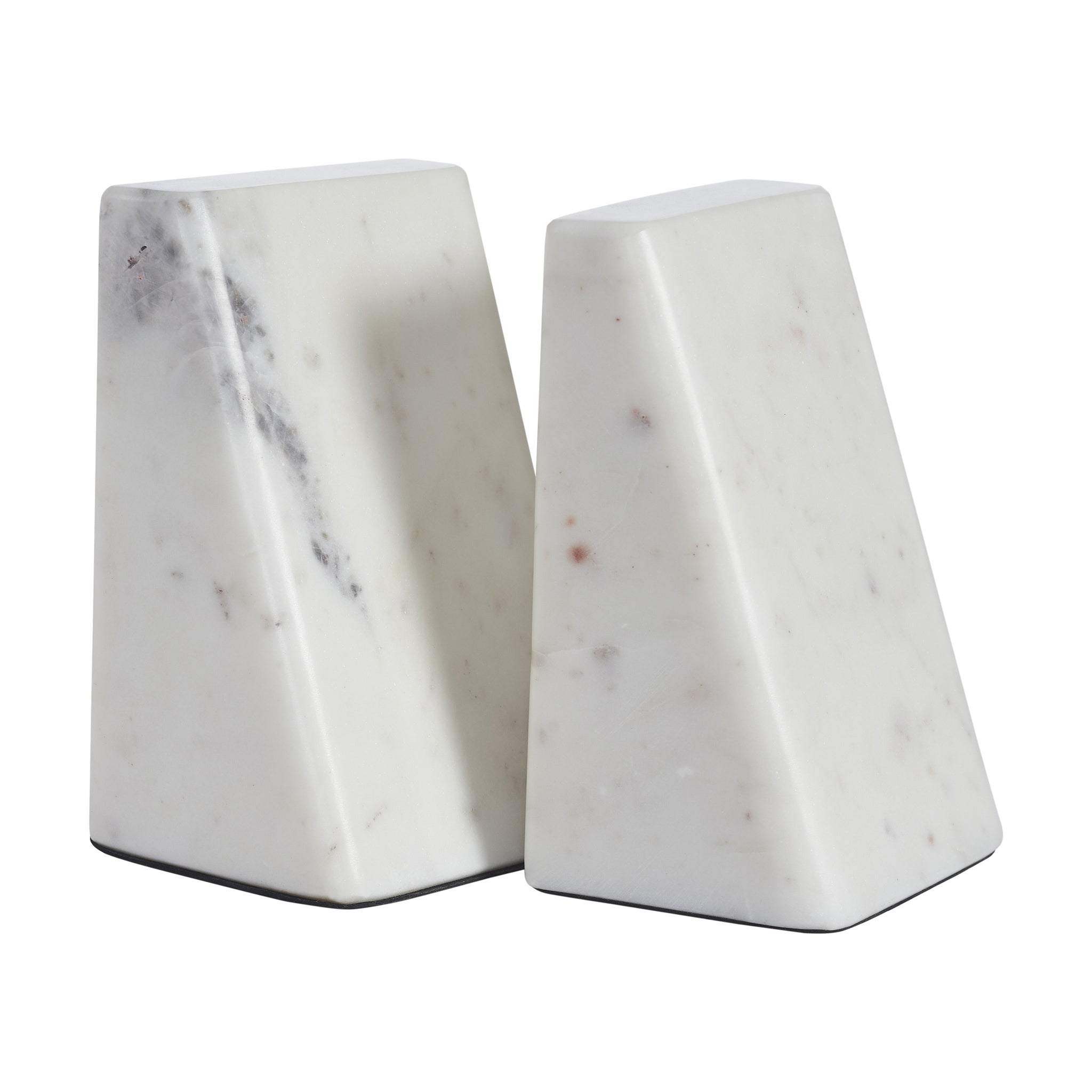 Carvella Statue bookends in Banswara marble, displaying a polished finish and angular edges.