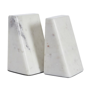 Carvella Statue bookends in Banswara marble, displaying a polished finish and angular edges.