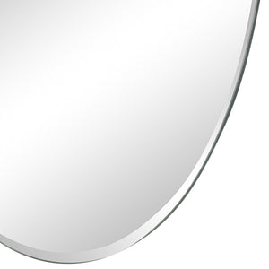 Anogia mirror by Renwil, back view showing mounting hardware, brown backing, organic shape.
