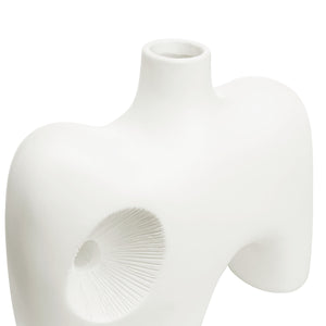Mariner Vase in white with a smooth finish and artistic cut-out detail.