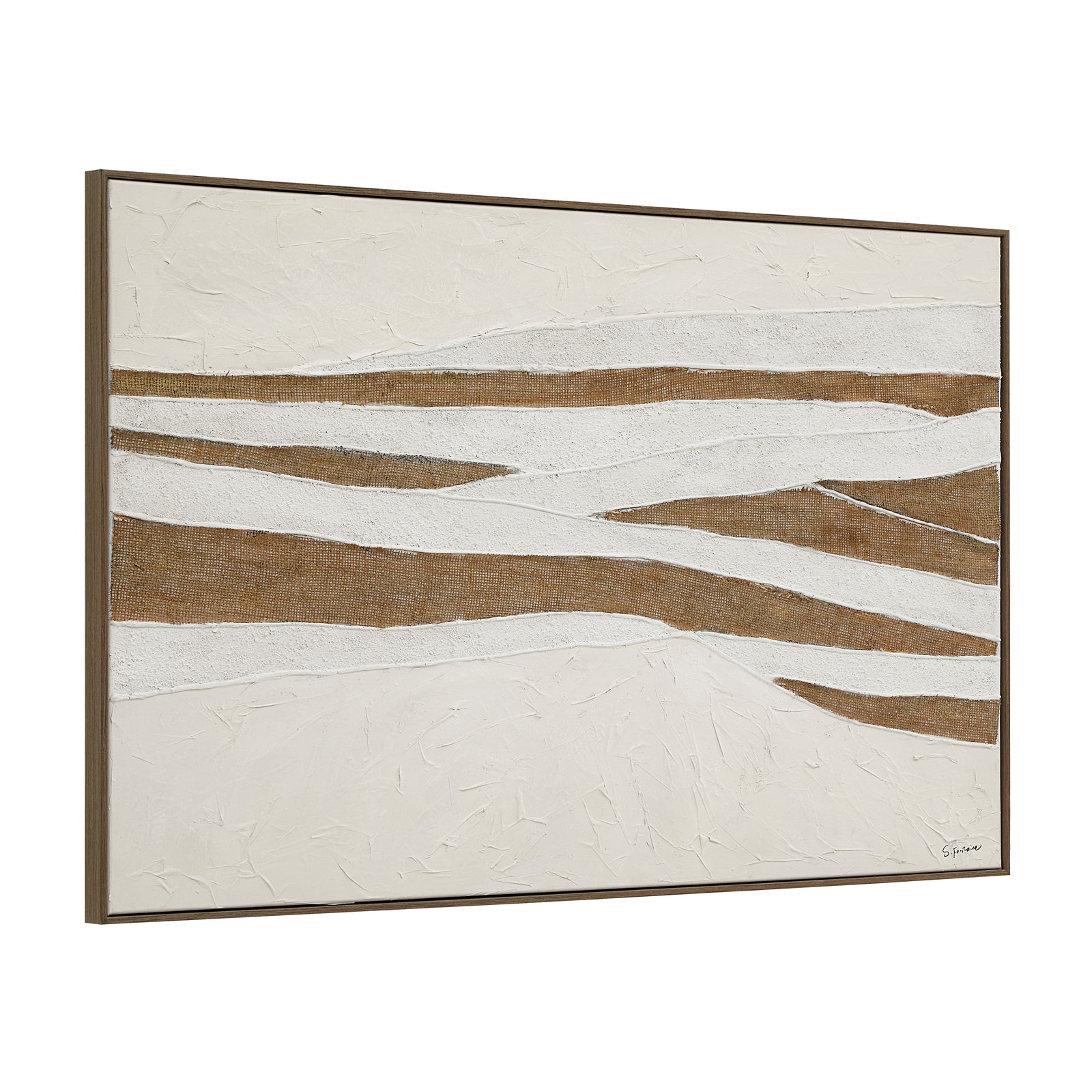 Muralis canvas art featuring abstract brown and white stripes on a textured background.