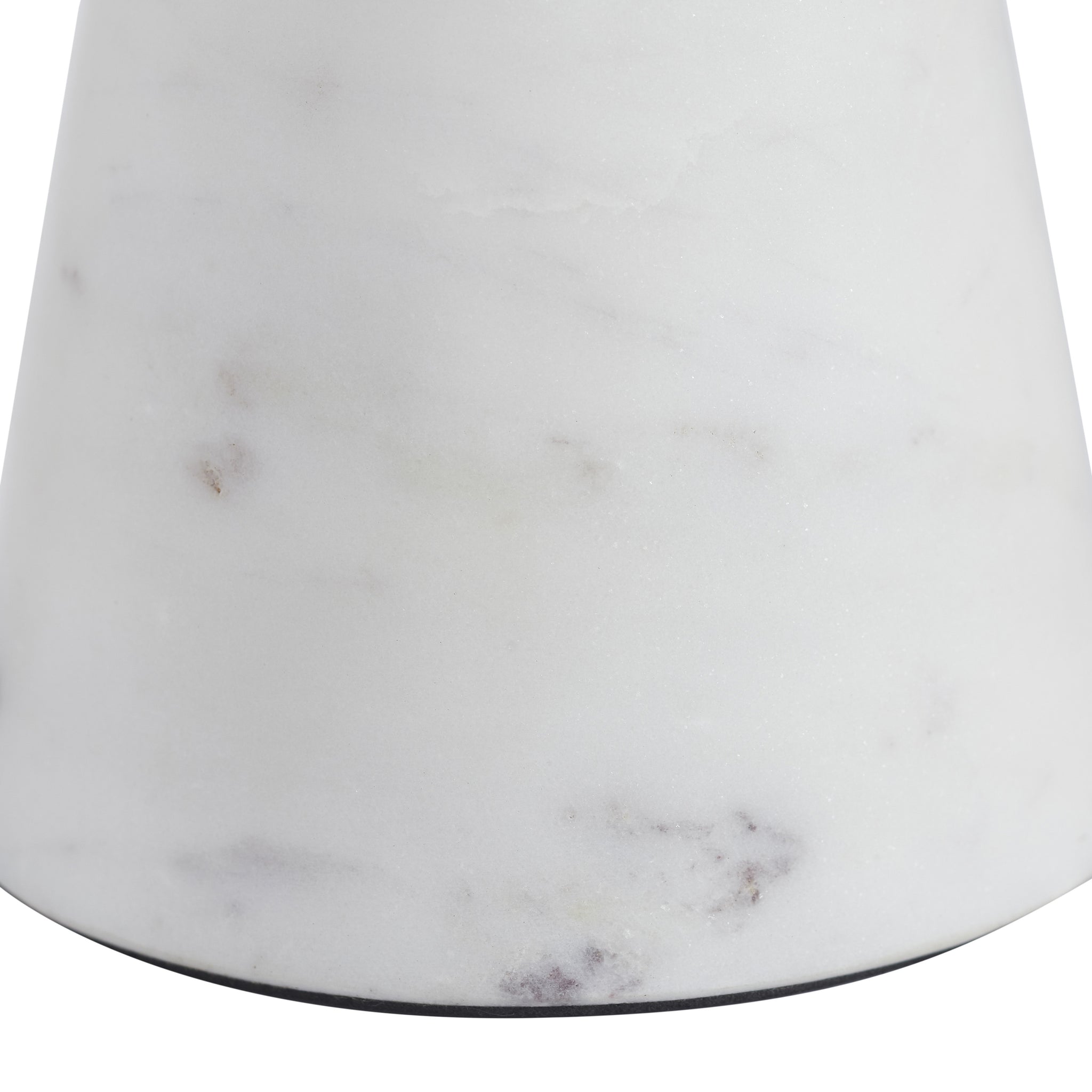 Silica statue by Renwil, bottom view of white marble cone highlighting texture.