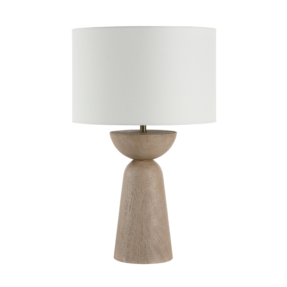 Alba Table Lamp with a white fabric shade and light wood base, featuring a modern design.