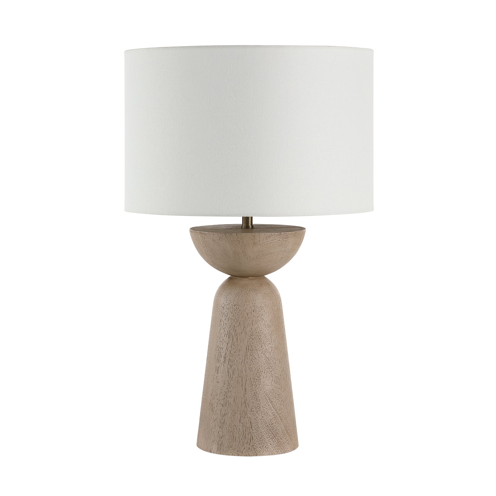 Alba Table Lamp with a white fabric shade and light wood base, featuring a modern design.