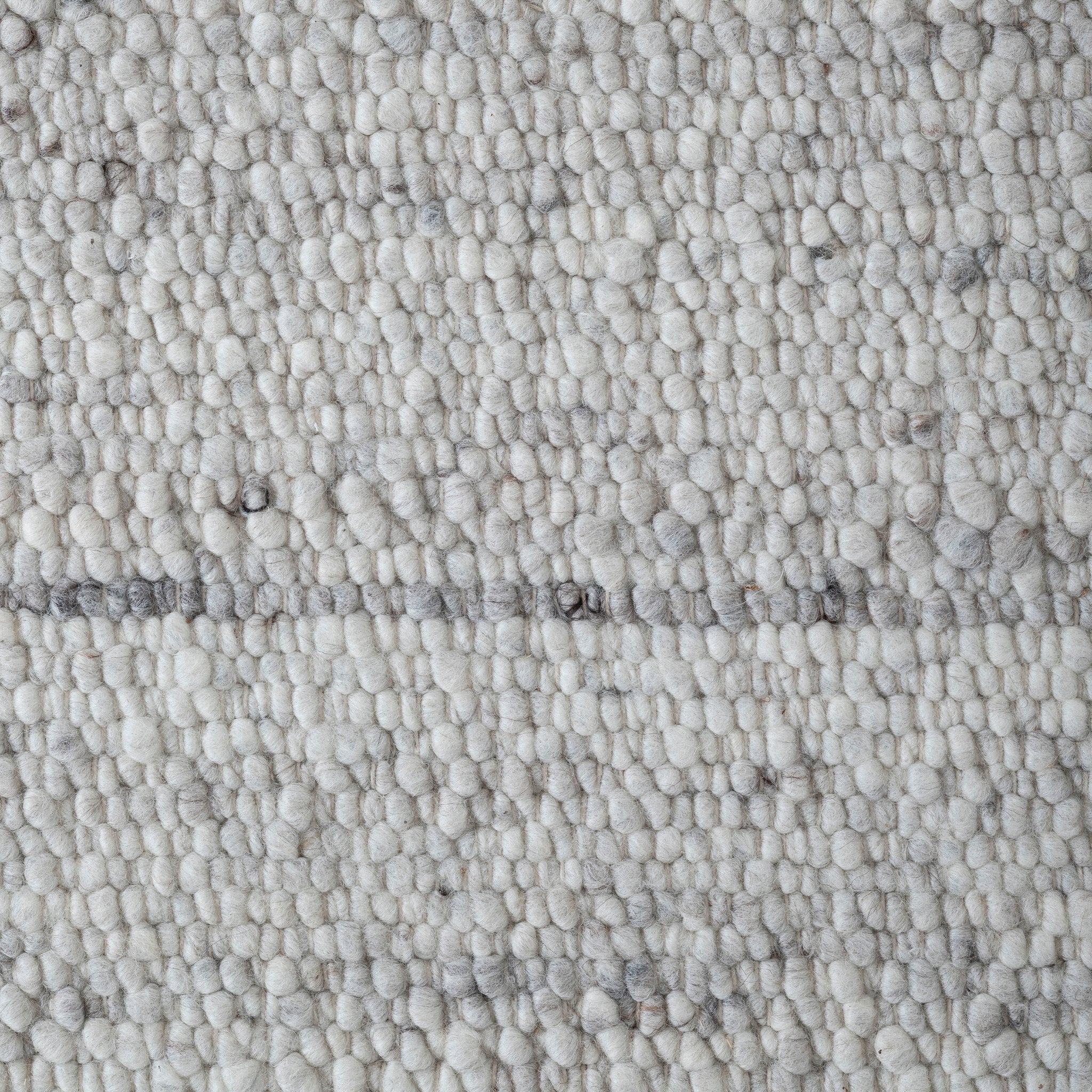 Meghan rug by Renwil, close-up of soft gray and white bobble texture, showcasing intricate details.