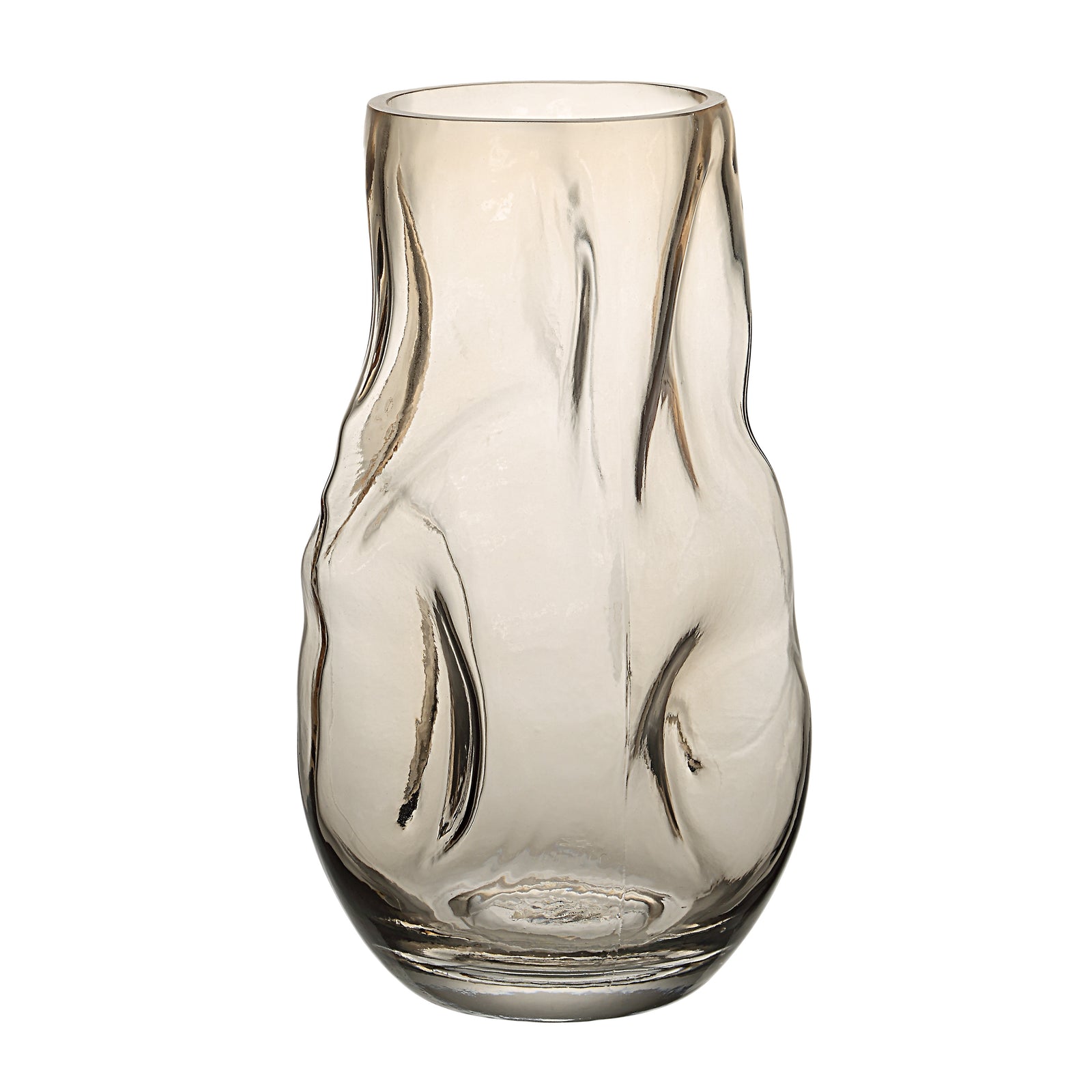 Tawny Glass Vase by Renwil, tapered shape, textured surface, translucent tawny color.