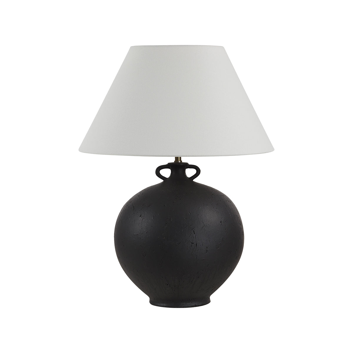 Alicia Table Lamp with a black textured base and white fabric shade