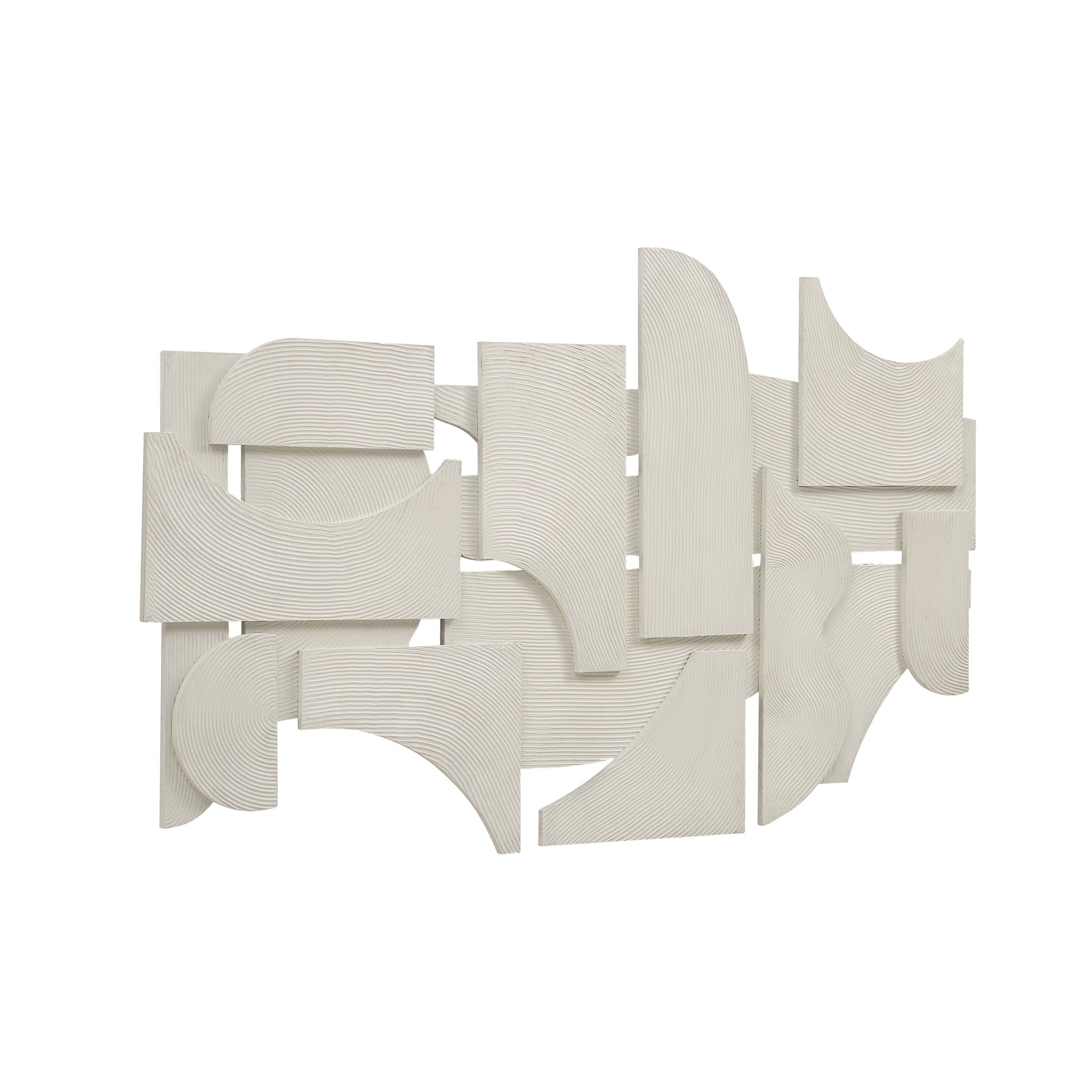 Morpho wall art displaying layered white geometric forms with textured details