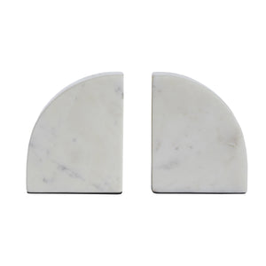 Carvella Bookends in Banswara Marble, featuring a smooth, curved design in light marble.