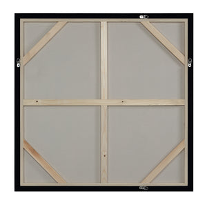 Back view of Celba canvas art showing wooden frame and support structure