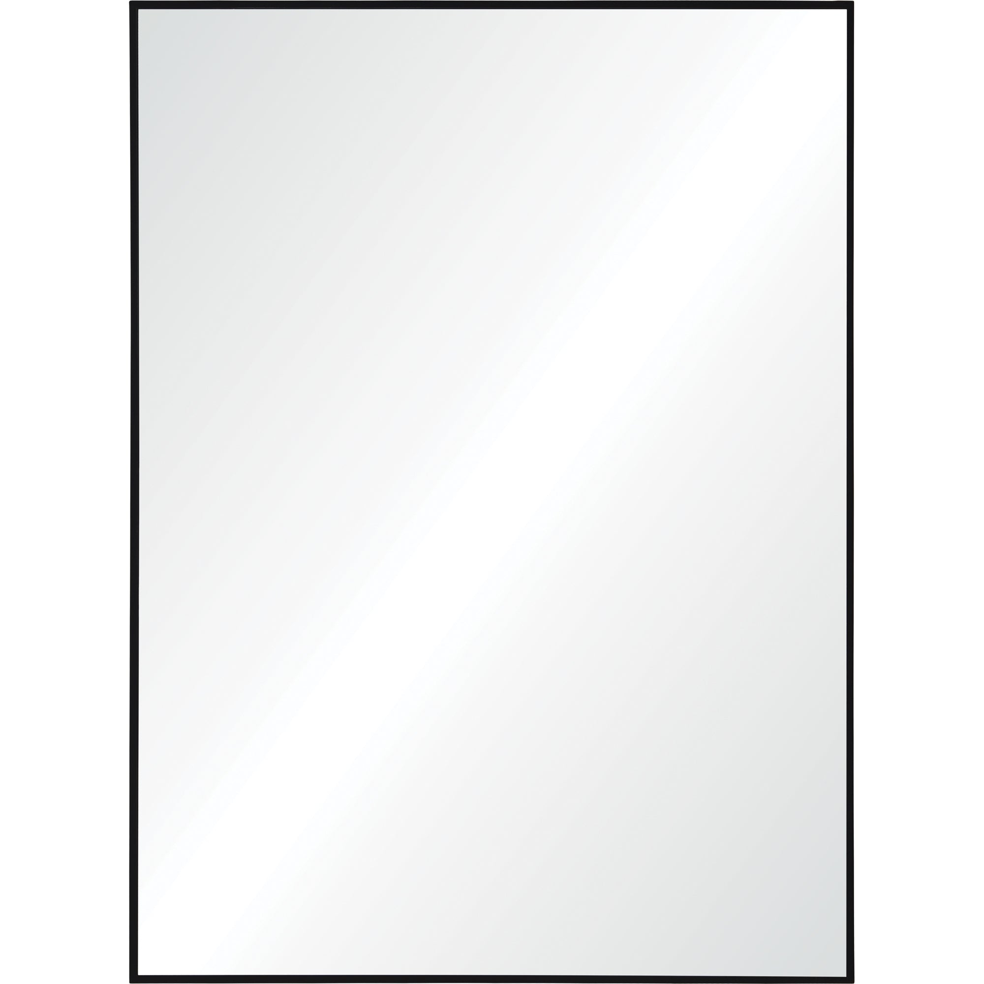 Raizel Wall Mirror with a sleek black frame, reflecting light, front view.