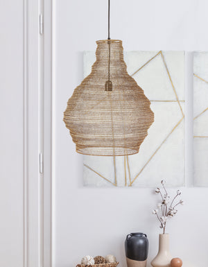 Gere Ceiling Fixture chandelier hanging in a modern interior with abstract art