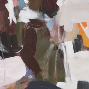 Close-up of Valenca canvas art, highlighting rich brush strokes in dark and light hues.