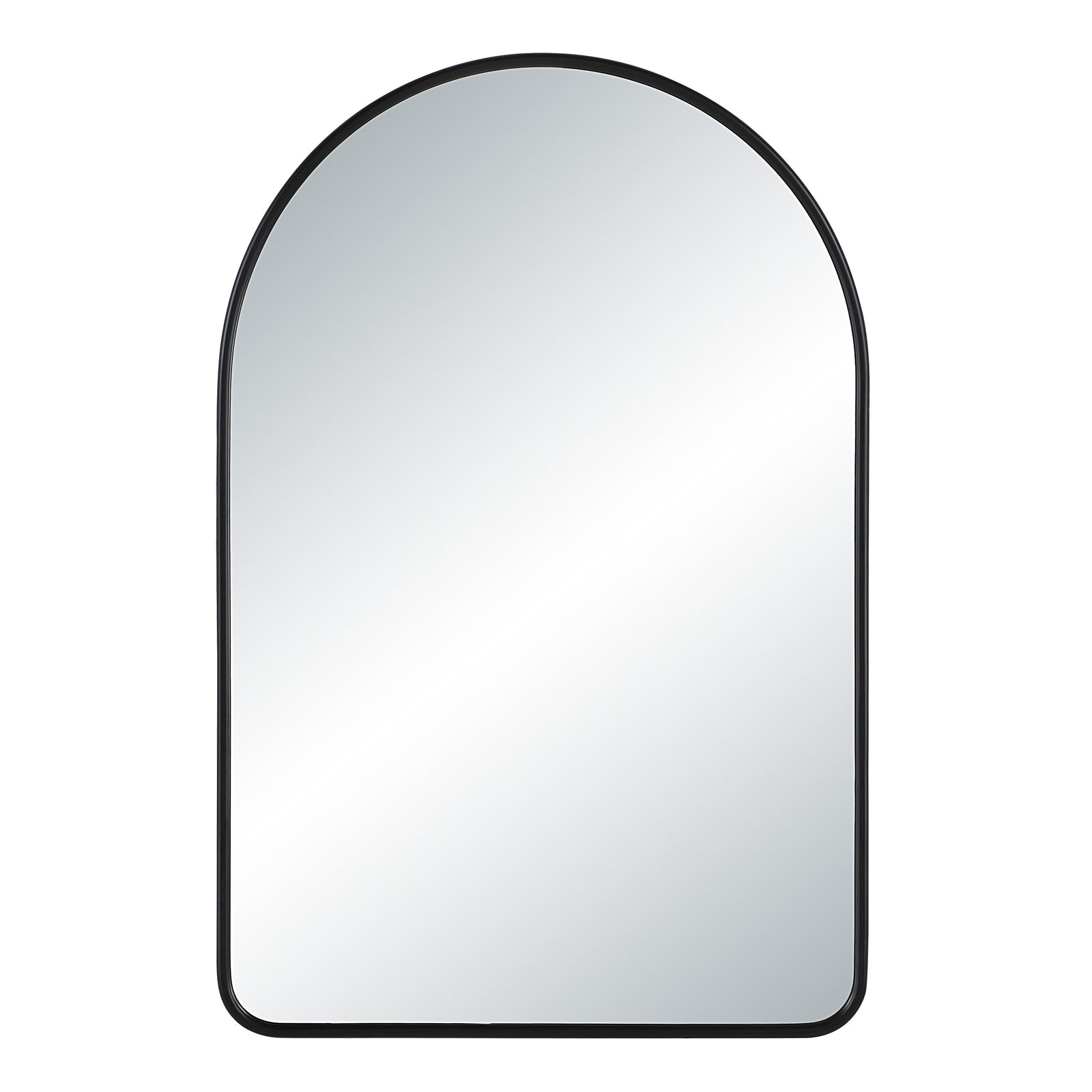 Cascais mirror with a black frame, arched top, and clear reflective surface.