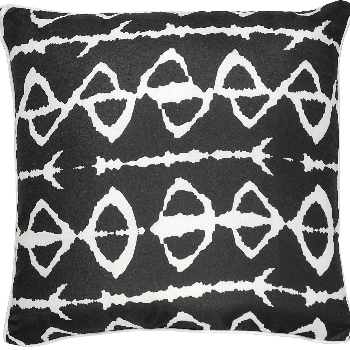 Midland indoor pillow featuring a black background with a white abstract pattern, showcasing a modern design.