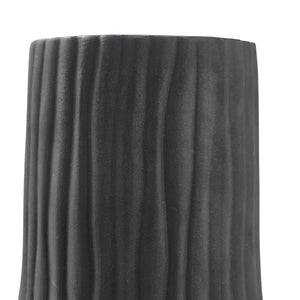 Nocera Vase by Renwil, close-up of the top ribbed section of the black ceramic vase