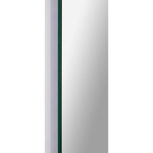 Blanca Led Mirror showcasing a side view with a green trim and modern design.