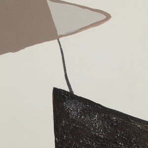 Close-up of Lacadie Canvas Art highlighting a brown triangular shape and a dark rectangular element
