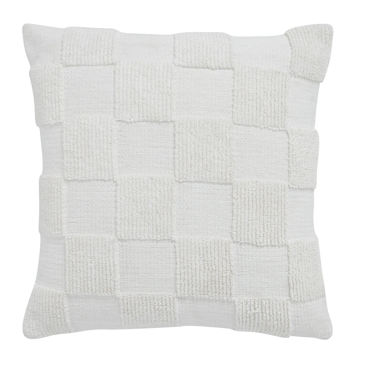 Terrah Indoor Pillow in white with textured checkerboard pattern
