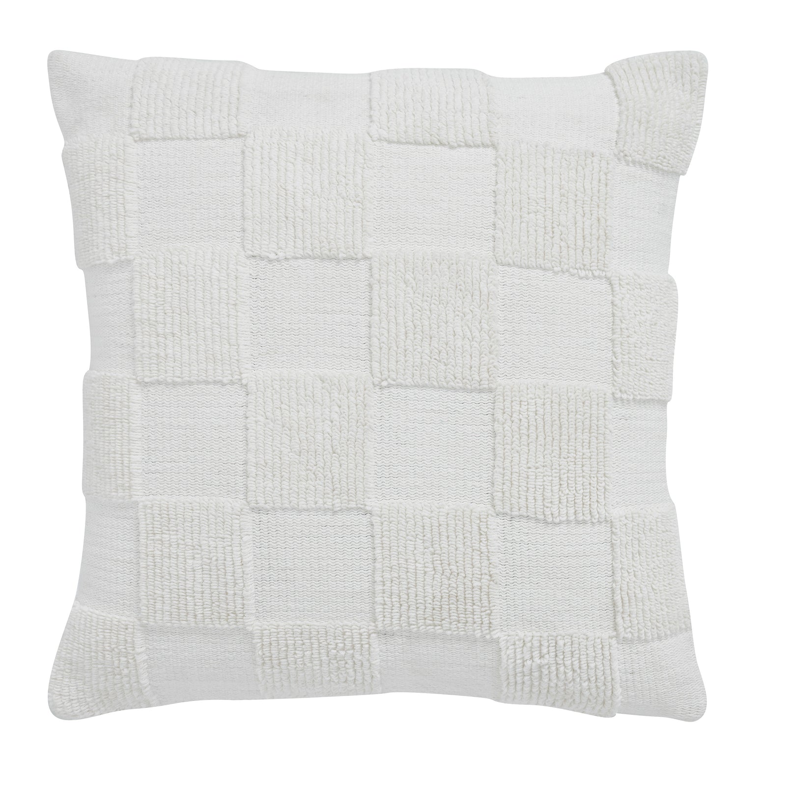 Terrah Indoor Pillow in white with textured checkerboard pattern