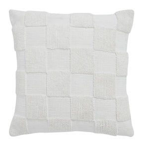 Terrah Indoor Pillow in white with textured checkerboard pattern