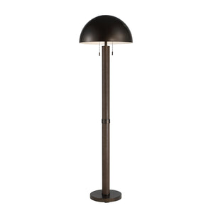 Incanta floor lamp featuring a dark bronze dome shade and a sleek brown pole.