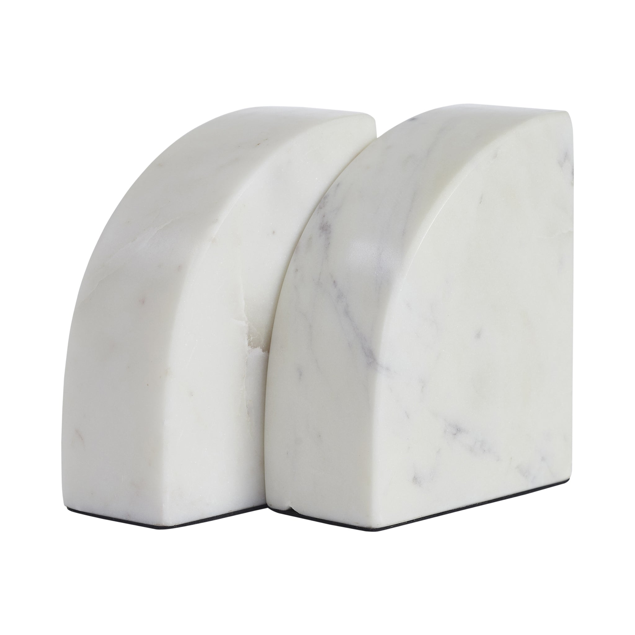 Carvella Bookends in Banswara Marble, featuring a rounded design with a polished white surface and elegant curves.