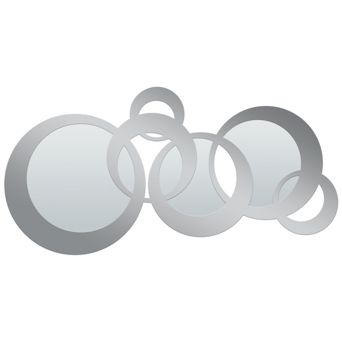 Dublin Circle Wall Mirror featuring multiple overlapping circular mirrors in a silver finish.