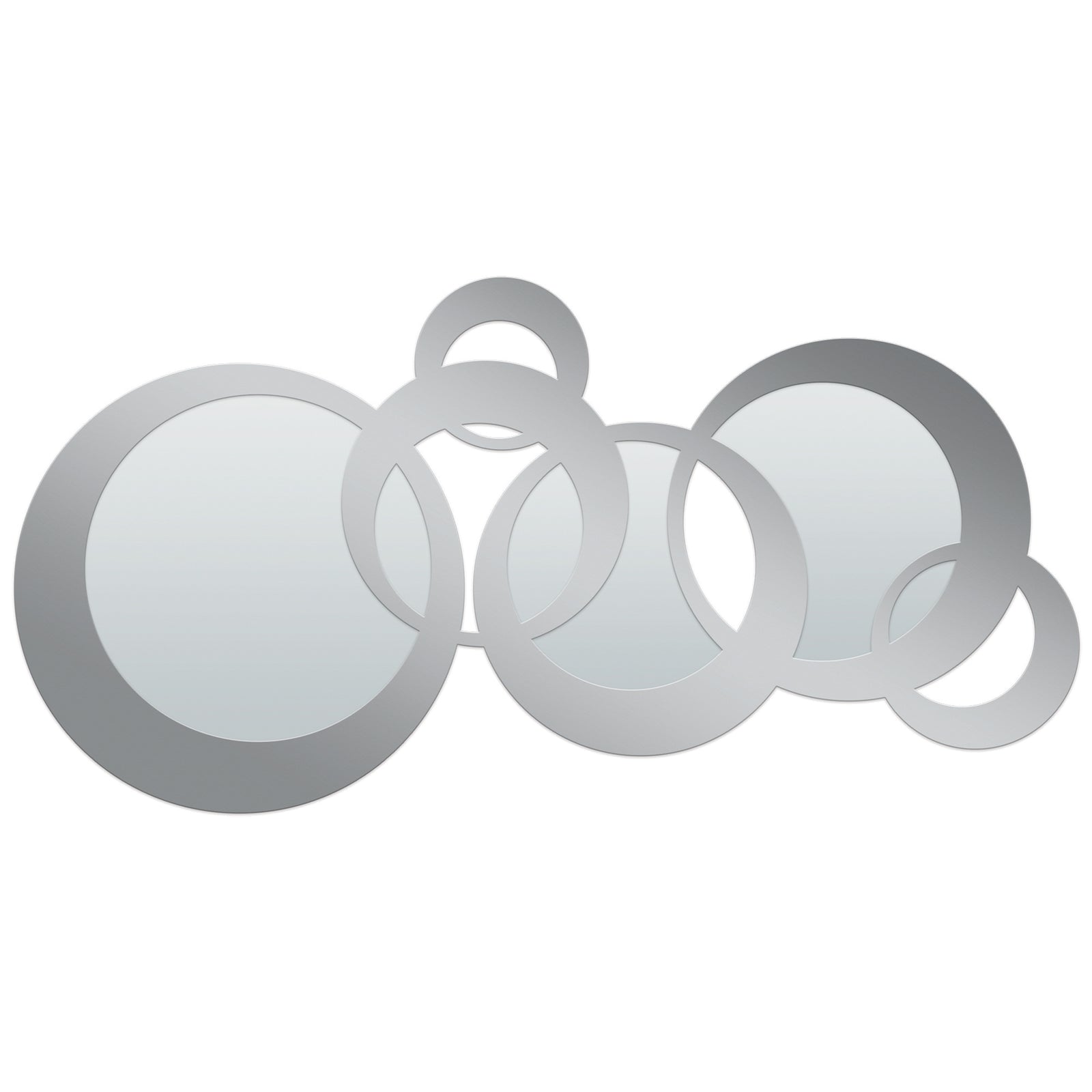 Dublin Circle Wall Mirror featuring multiple overlapping circular mirrors in a silver finish.