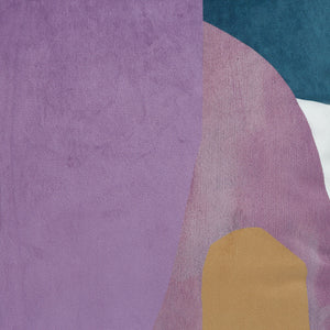 Close-up of Layla Indoor Pillow highlighting the textured abstract patterns in purple and beige.
