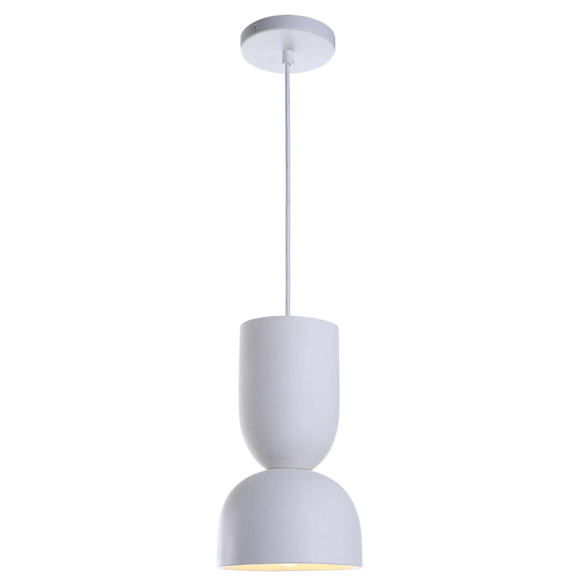 Kala Ceiling Fixture in white, featuring a modern design with a warm light illuminating the space.