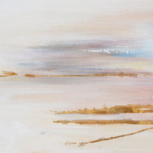 Close-up of Carina Canvas Art highlighting gold accents against soft pastel colors.