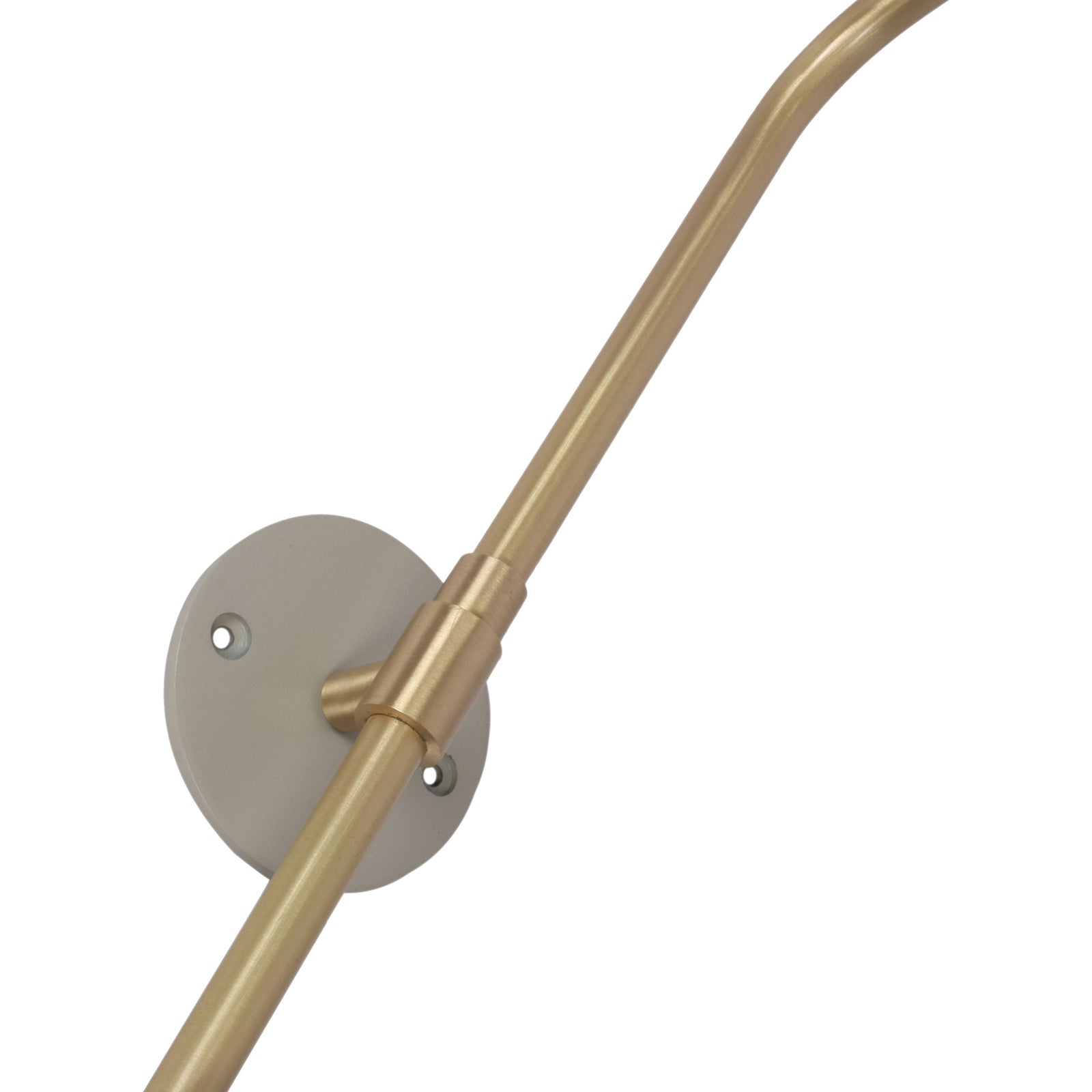 Browne Wall Sconce in matte gray with a gold arm, featuring a modern design and adjustable shade.