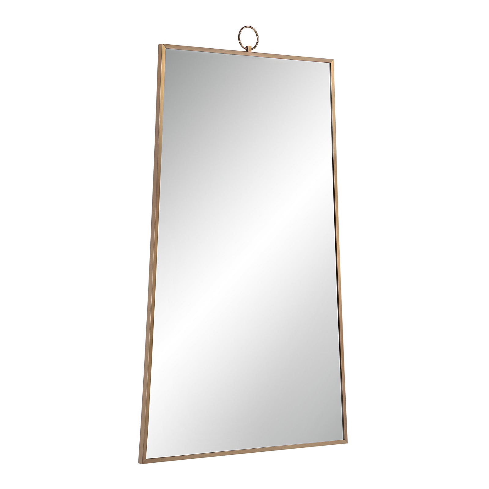 Ariadne Wall Mirror with a gold metal frame, featuring a loop for hanging, front view.