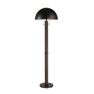 Incanta floor lamp with a dome-shaped dark bronze shade and a slender brown pole.