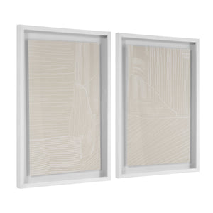 Marlon wall art showing two beige framed artworks with textured line designs.
