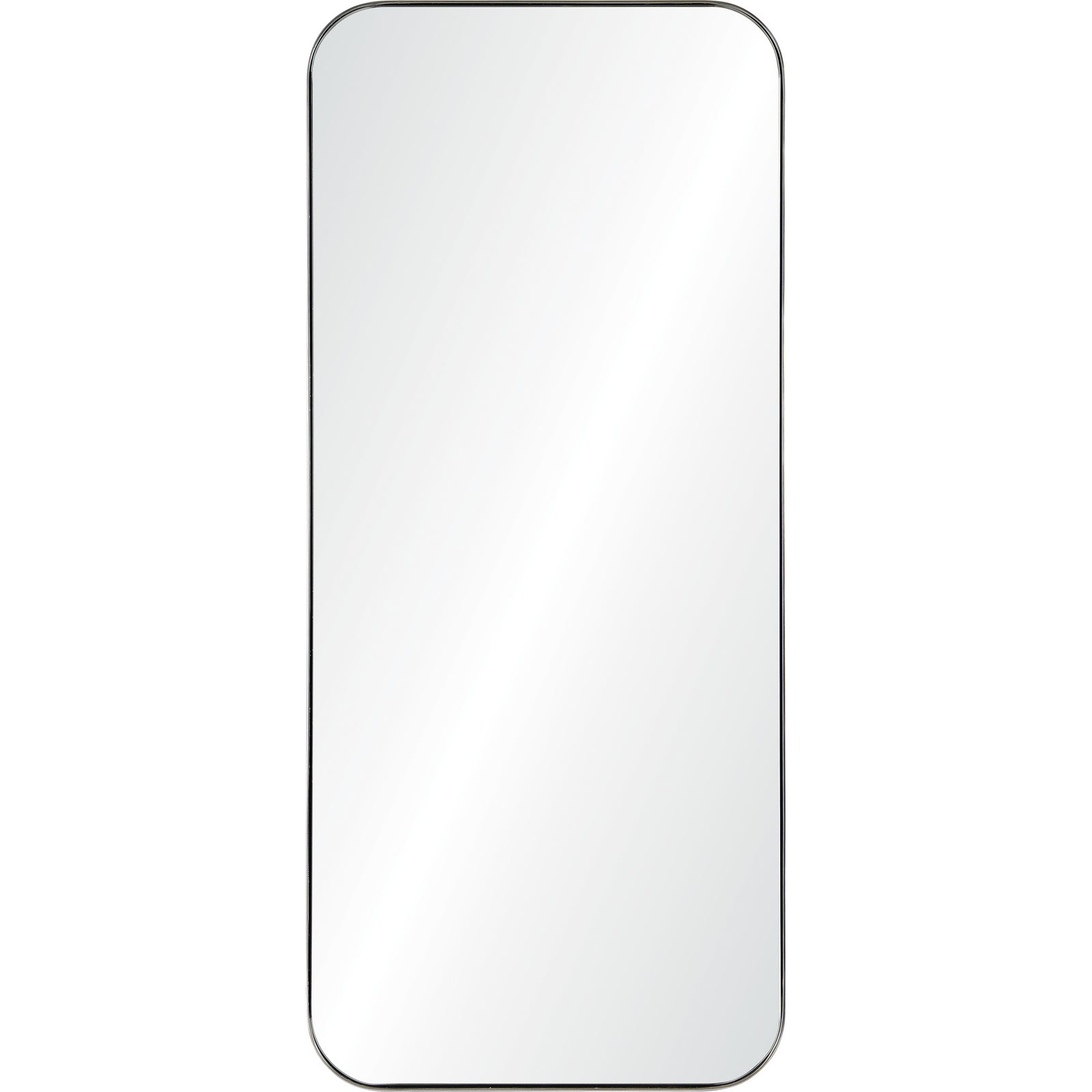 Delphinus Wall Mirror with rounded corners and a sleek silver frame