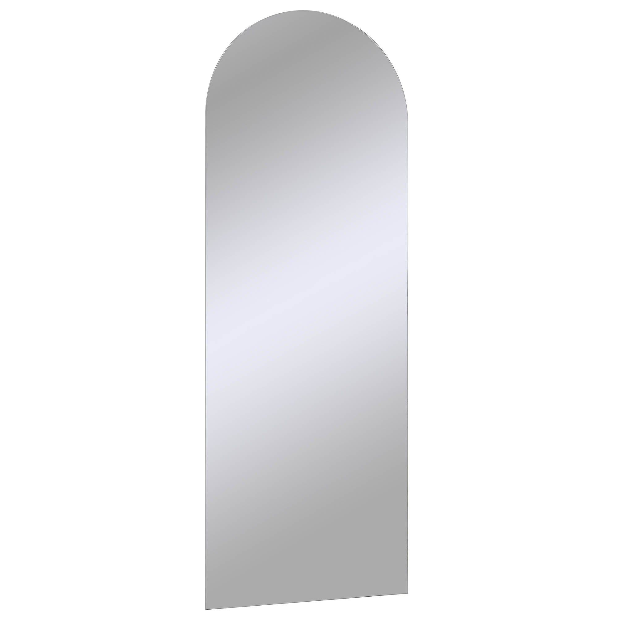 Mandra mirror by Renwil, tall mirror with a rounded top, featuring a smooth reflective surface on a white backdrop.