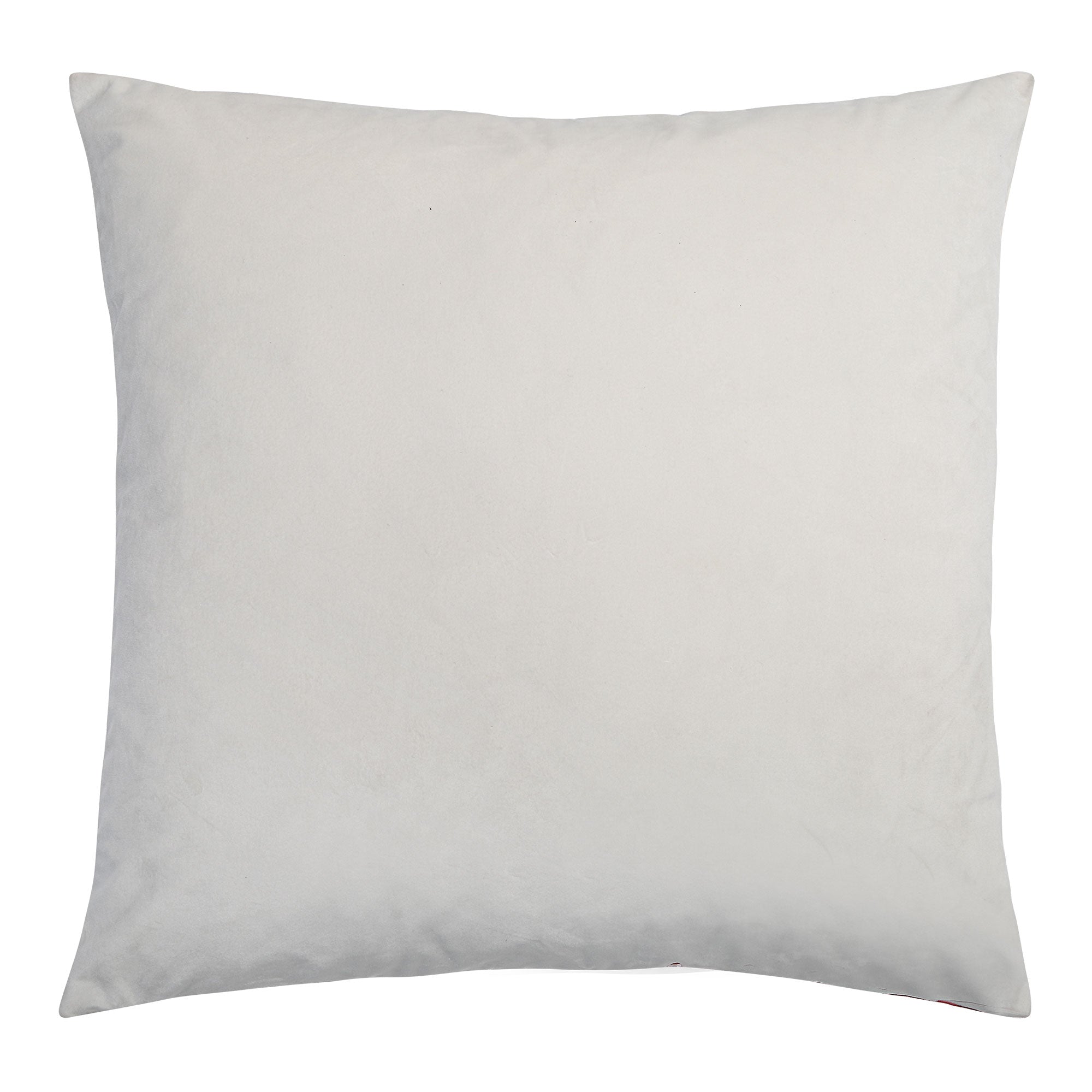 Back view of Layla Indoor Pillow in solid light gray fabric.
