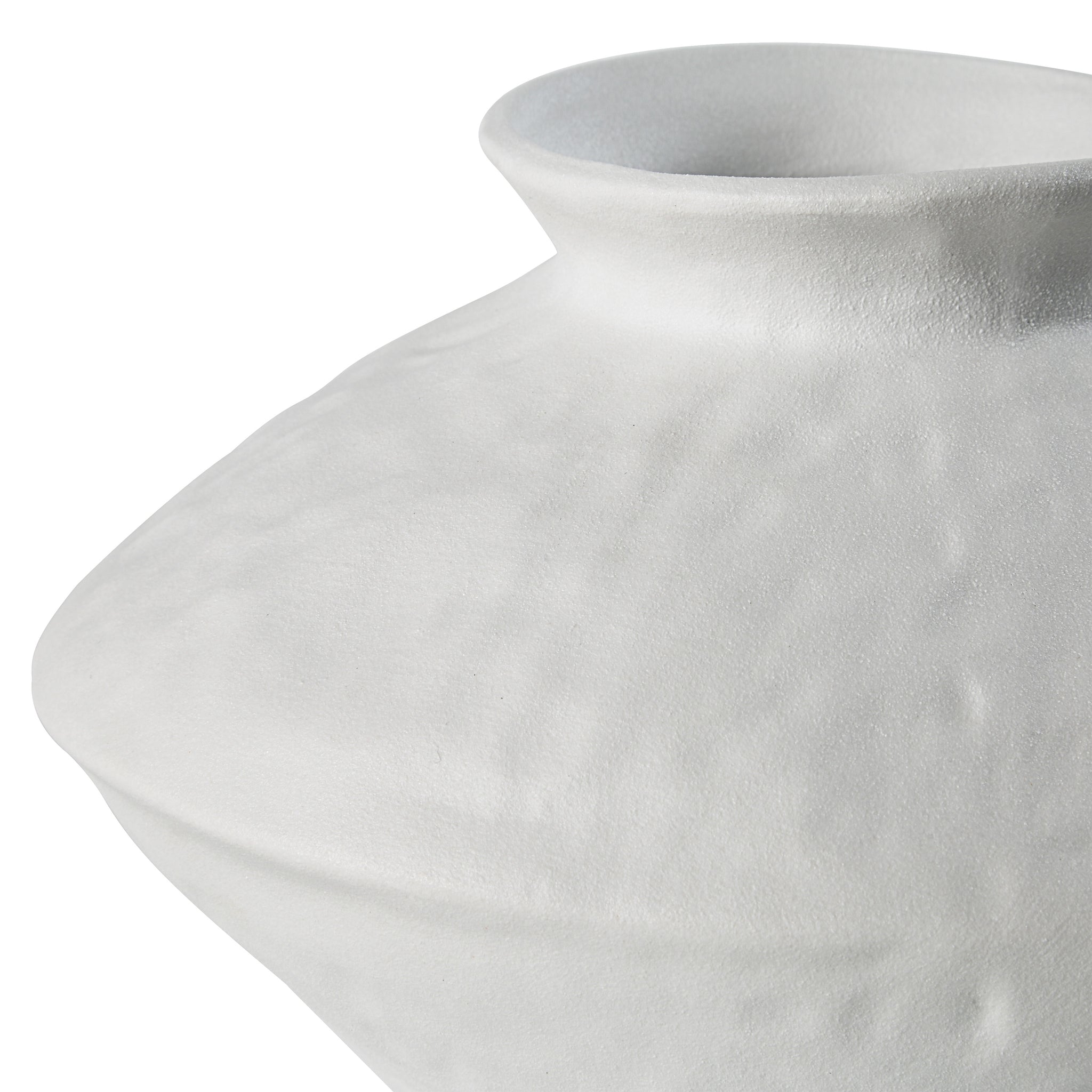 Mills Vase by Renwil, close-up of white ceramic vase with a smooth, textured finish.