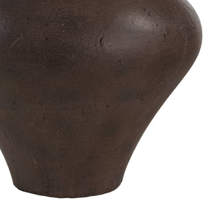 Close-up of Pontia Table Lamp's brown ceramic base with textured finish