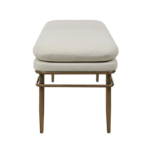 Paredes 18.0" Height Bench with cream cushion and gold legs, top view.