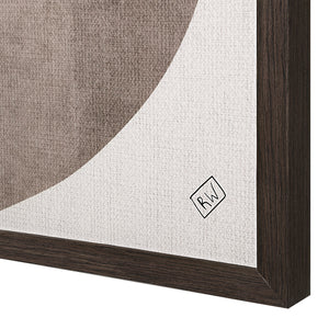 Belem wall art featuring a textured design with brown and white geometric shapes, framed in dark wood.