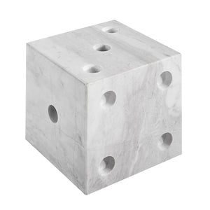 Dylon statue, white marble cube with drilled holes, stylish decor piece