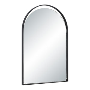 Maniola mirror in a black frame, angled view showcasing its arched design.