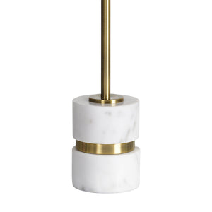 Talulla Table Lamp close-up showing marble base with gold band and slender metal stem.