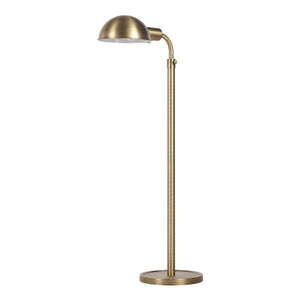 Cos floor lamp in brushed brass finish with a dome shade and a round base.