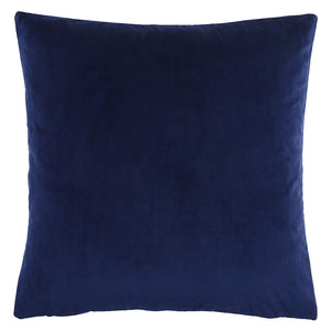 Back view of Pichu indoor pillow in solid navy blue fabric.