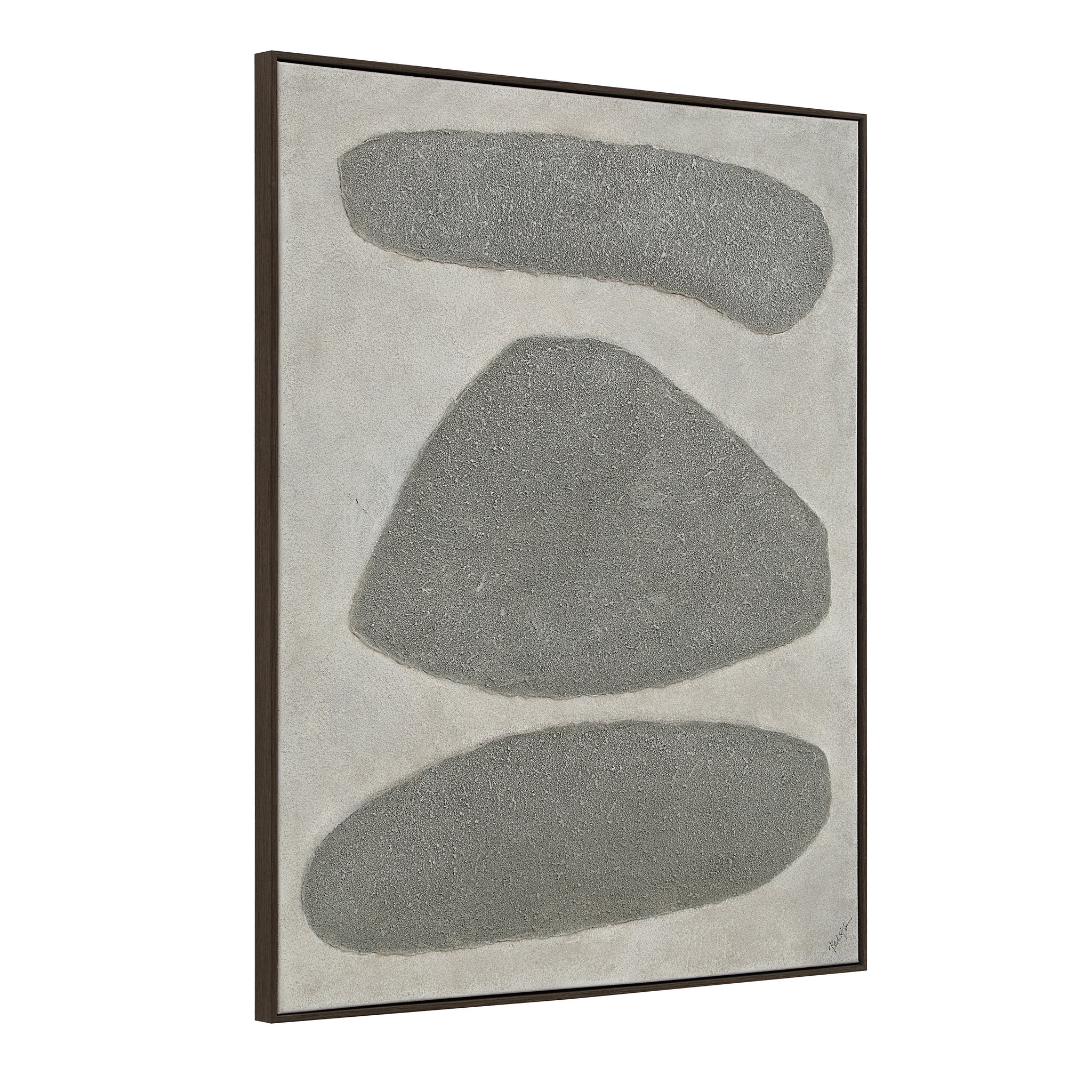 Orso Canvas Art displaying three gray shapes from a side angle against a light backdrop