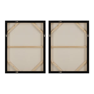 Back view of Alcea canvas art, showing wooden frame and hanging hardware.